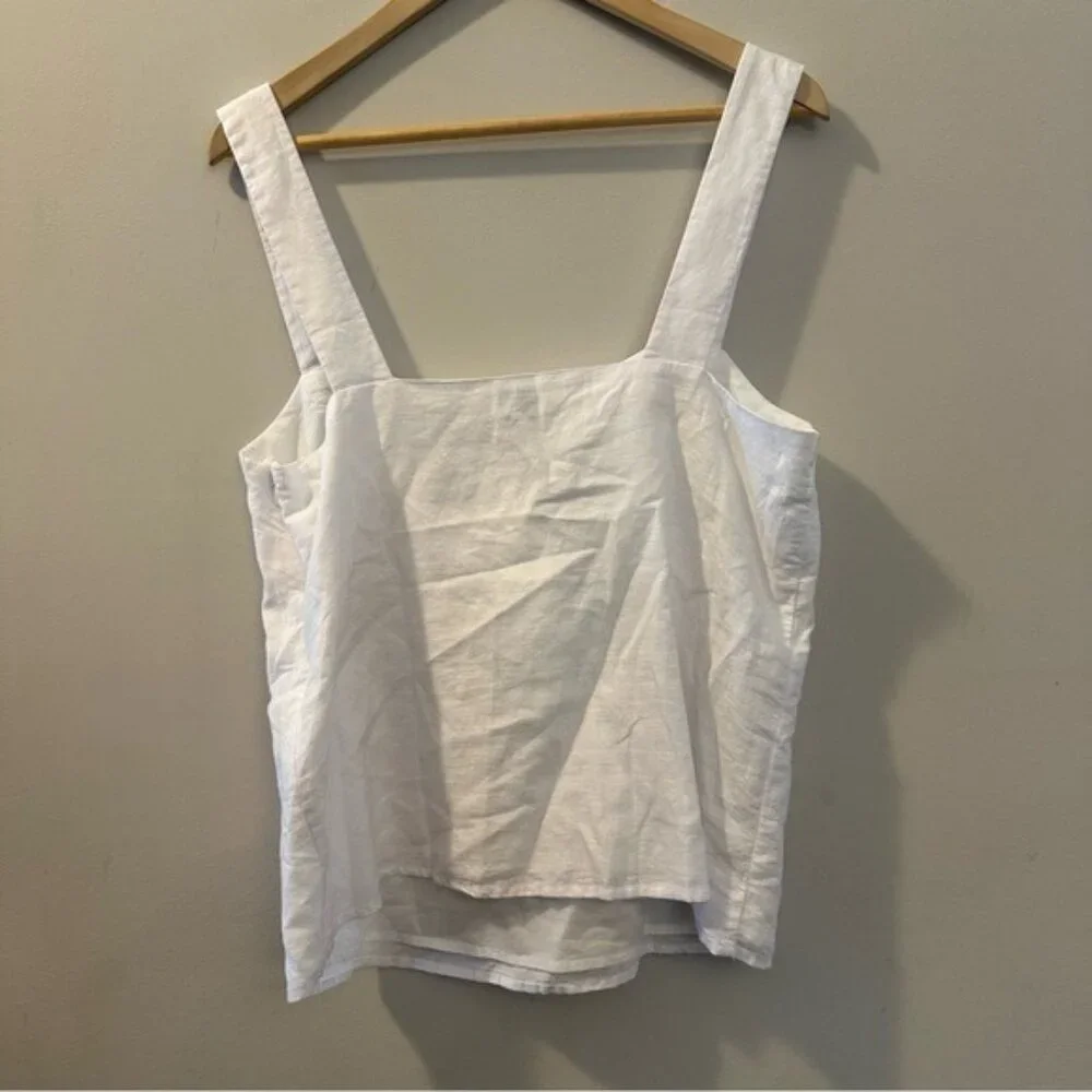 J.Crew White Tank Top NWT Women’s Size Medium Square Neck Cotton - Picture 3 of 7